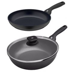德国福腾宝（WMF）蓝彩系列无盖不粘煎盘（26cm）+蓝彩系列不粘煎炒锅配玻璃盖（28cm）